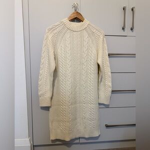 Cream Cable Knit Sweater Dress